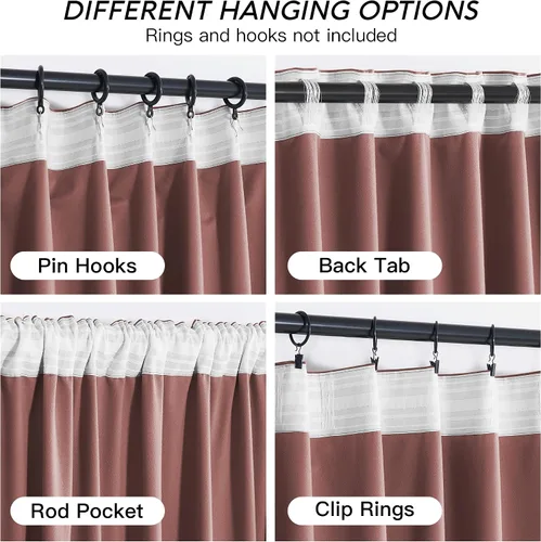 Miniatura 4 de RYB HOME - Cortinas de terciopelo opacas, fondo de bajo consumo, para sala, decoración de festival, dormitorio de niñas y comedor, rosa Rosa salvaje