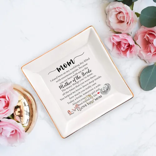Miniatura 6 de SUNBMO Madre de la novia - Soporte de cerámica para anillos, regalo de boda para madre, regalo de agradecimiento para mamá