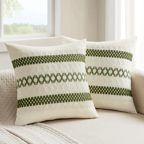 Miniatura 31 de MIULEE Fundas de almohada lumbares decorativas bohemias, cojín de algodón retro, tejidas de macramé para decoración del hogar para cama, sofá, neutro