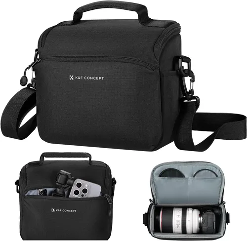 Miniatura 15 de K&F CONCEPT Bolso de bandolera para cámara pequeño estuche cruzado para cámara DSLR/SLR/Cute compacto Bolsos de hombro para fotografía