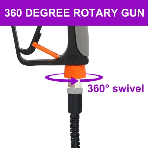 Miniatura 2 de PWACCS Pistola de lavado a presión con giro, pistola corta de lavadora eléctrica con conector rápido de 3/8 pulgadas, ajuste M22 de 14 mm/15 mm, 5