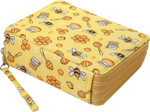 Estuche portátil con patrón de impresión a color con capacidad para 184 lápices organizador con práctico envoltorio portátil, soporte multicapa para