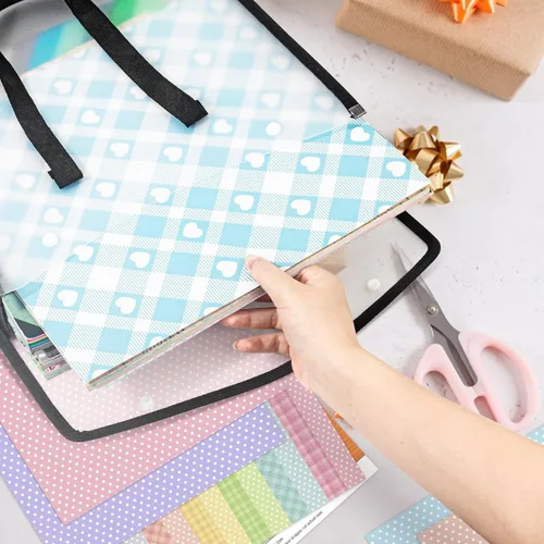 Miniatura 7 de Organizador de almacenamiento de papel expandible para álbumes de recortes, folio de papel negro para hojas de 12 x 12 pulgadas, organizador
