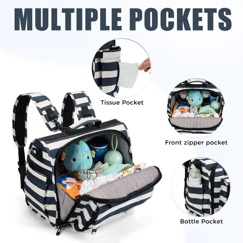 Miniatura 2 de ALLCAMP - Bolsa de pañales grande, cochecito de bebé, convertida en una bolsa de mano Azul marino