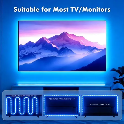 Miniatura 6 de Luces LED para TV, retroiluminación RGB de TV de 9.8 pies para televisores de 32 a 43 pulgadas, retroiluminación LED de TV con sincronización