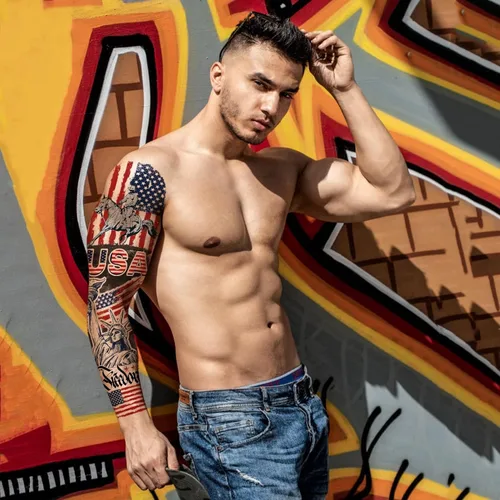 Miniatura 7 de Tatuajes temporales del 4 de julio, calcomanías de tatuaje falsas de bandera estadounidense, color rojo, blanco y azul, 4 de julio, recuerdos