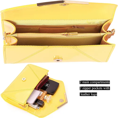 Miniatura 7 de DEXMAY - Bolso de mano de noche para mujer, de charol sintético, plegable, bolso formal