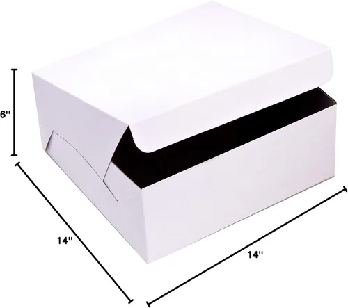 Miniatura 2 de 14146C, cajas de cartón para tartas de 14x14x6 pulgadas, recipientes desechables de pastel de papel para pasteles, caja de panadería blanca al por