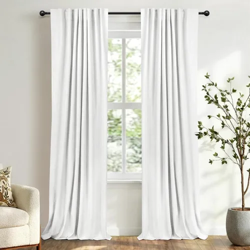 Miniatura 27 de 100% Blackout Shield - 2 cortinas opacas de lino, con presillas traseras/bolsillo para cortinero y aislamiento térmico, para el hogar, 50 pulgadas