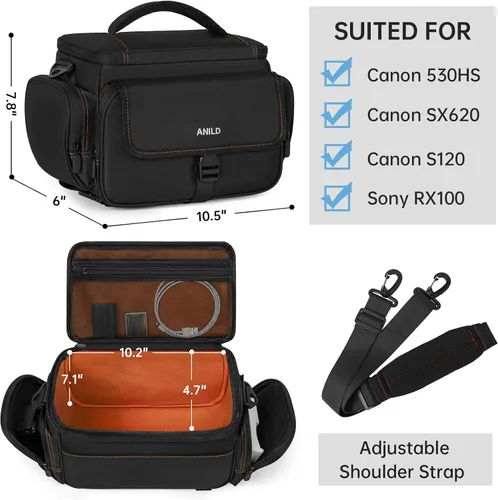 Miniatura 2 de ANILD DSLR - Bolsa cruzada para cámara fotográfica, resistente al agua, bolsa de mensajero para cámara fotográfica de viaje con soporte