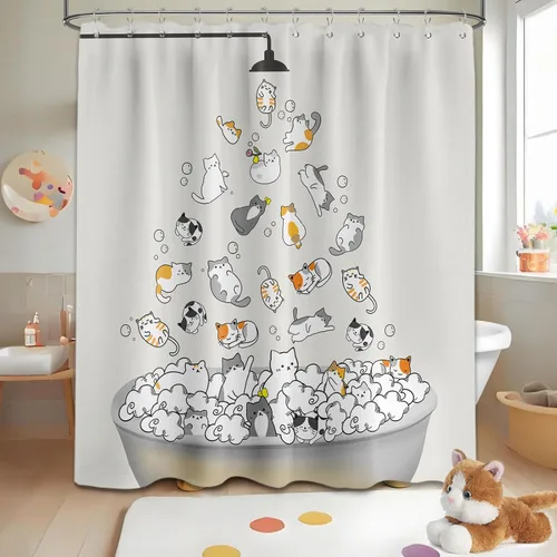 Miniatura 63 de Cortina de ducha floral para primavera y verano, flores silvestres, flores y mariposas, decoración de baño, tela impermeable con ganchos, 70