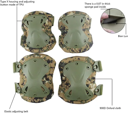 Miniatura 4 de Almohadillas Protectoras Tácticas de Combate para Rodilla y Codo para Juegos de Paintball CS al Aire Libre, Ciclismo, Seguridad, Equipo de Dw