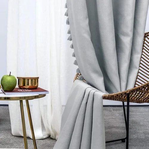 Miniatura 14 de always4u Cortinas 100% opacas con textura de lino, tejido casual, cortinas con aislamiento térmico para sala de estar, dormitorio, 2 paneles, beige
