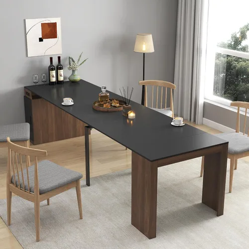 Miniatura 12 de SSLine Mesa de comedor rectangular extensible de 35 a 118 pulgadas, mesa de reuniones de conferencias súper larga para 6, 8, 12 personas, mesas