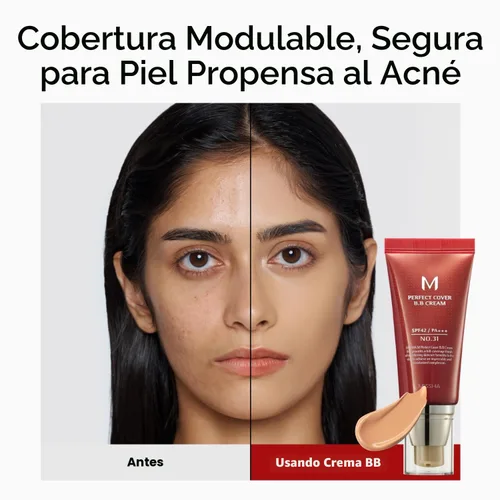 Miniatura 5 de MISSHA M Perfect Cover BB Cream No 31. Beige dorado - Medio/bronceado con subtono neutro SPF 42 PA +++ 1.69 fl oz - Hidratante teñido con SPF