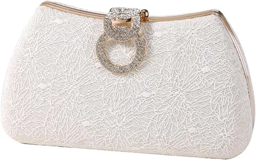 Miniatura 10 de Dreubea Bolso de noche de moda para mujer, bolso de embrague con cadena Champán