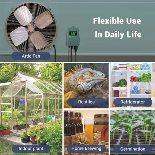 Miniatura 7 de LUXBIRD Termostato digital con termostato de calor y refrigeración de 10 A 1200 W para plántulas, reptiles y cerveza, cría, incubación, invernadero