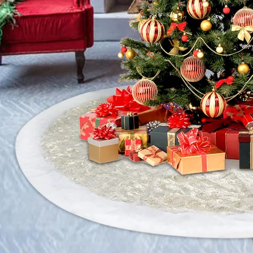 Miniatura 6 de SHENG HONG Falda de árbol de Navidad, faldas de árbol de Navidad de felpa de 72 pulgadas para Navidad, decoraciones de fiesta de vacaciones
