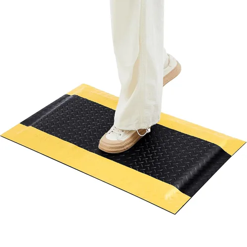 Timgle Alfombrillas antifatiga industriales de 1.67 x 2.5 pies, resistente grado comercial, placa de diamante, de vinilo, antideslizante,