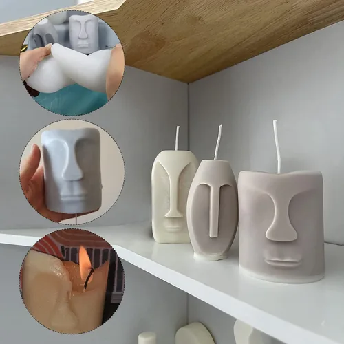 Miniatura 3 de 4 moldes de silicona para velas de cara humana 3D, escultura de pilar, moldes votivos para hacer velas, hecho a mano, jabón, yeso, resina