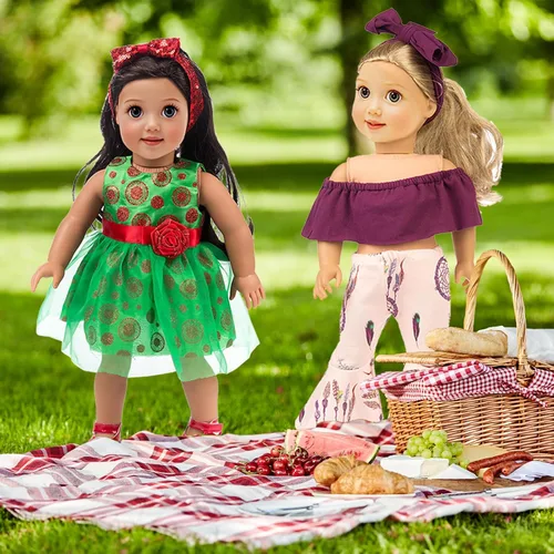 Miniatura 7 de ebuddy Juego de 10 piezas de ropa para muñeca de 18 pulgadas - Conjunto de moda apto para muñeca de 18 pulgadas (Solo ropa)