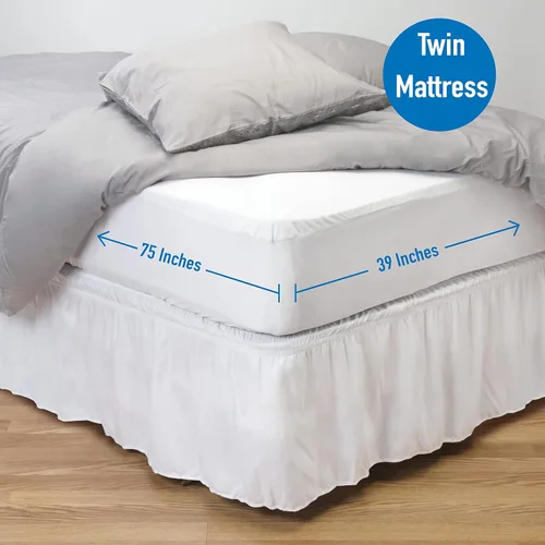 Miniatura 4 de Home Details Protector de colchón Twin Deluxe Funda de cremallera completa Impermeable Ajuste elástico de 12 pulgadas de profundidad Blanco