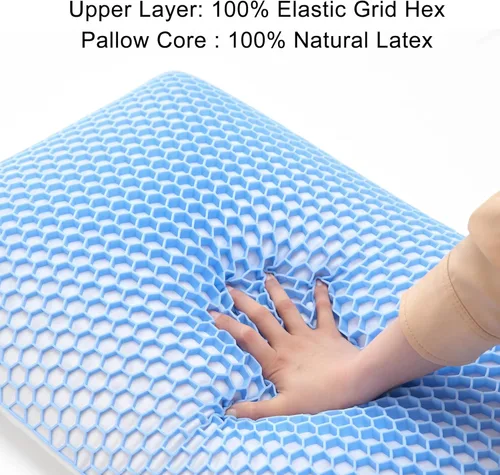 Miniatura 3 de Almohada Berklan Harmony para dormir con rejilla elástica hexagonal y núcleo de látex natural, funda transpirable de almohada de gran
