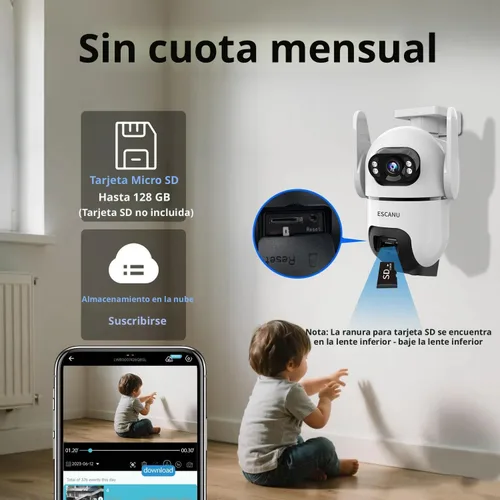 Miniatura 7 de ESCANU Cámaras de seguridad de doble lente inalámbricas para exteriores para seguridad del hogar, WiFi, audio de 2 vías, visión nocturna, detección