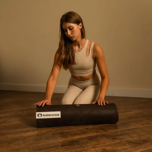 Miniatura 9 de Tapete de yoga con correa de 5 mm antideslizante de gamuza y TPE - Tapete ecológico para fitness y ejercicio para gimnasio en casa, pilates, yoga