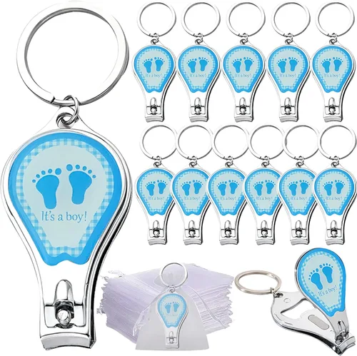 Miniatura 8 de Baby Shower Blue Boy Llavero Favores (12 piezas) Cortauñas y abrebotellas Regalo para invitados, Azul/Ft
