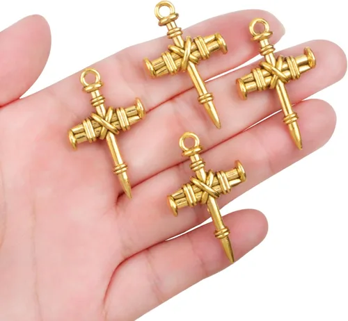 Miniatura 4 de 50 dijes de cruz de aleación religiosa cristiana Jesús Crucifijo Crucifijo, suministros de manualidades para manualidades, collares, pulseras