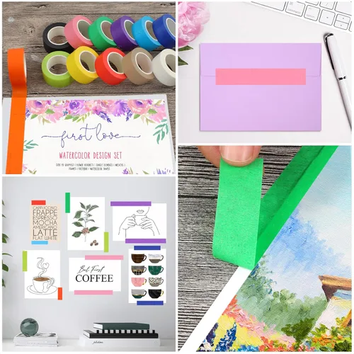 Miniatura 7 de Guirnd 12 piezas de cinta adhesiva de colores, suministros de arte para niños, cinta adhesiva para manualidades DIY, rollos de cinta adhesiva de 1.0