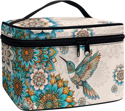 Miniatura 13 de doginthehole Bolsa de maquillaje, bolsa de cosméticos de viaje, bolsa de aseo portátil grande, organizador de accesorios para mujeres y niñas