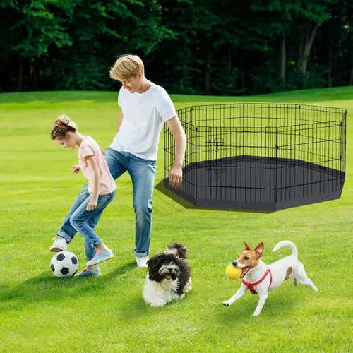 Miniatura 7 de Artmalle Corralito para cachorros, 8 paneles de 24 pulgadas, para interiores y exteriores, de metal, portátil, plegable, para mascotas, animales