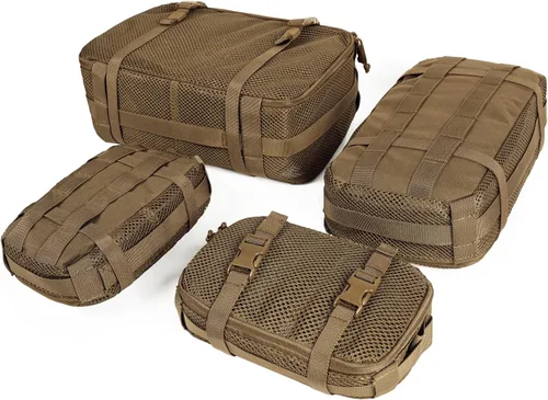 Miniatura 31 de Juego de 4 cubos de embalaje tácticos, bolsa de almacenamiento de malla compresible, organizador portátil Edc Molle.