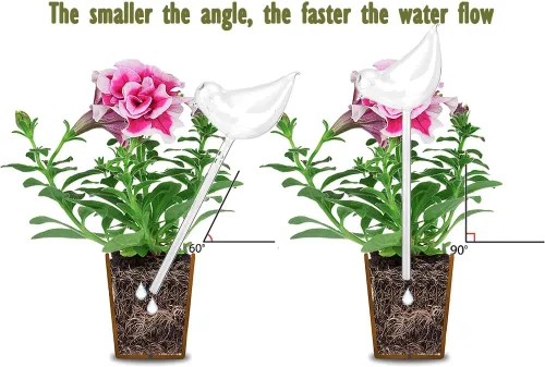 Miniatura 8 de Globos de riego de plantas de vidrio, globos de riego automático en forma de pájaro, inserto de maceta de riego automático, dispositivos de riego