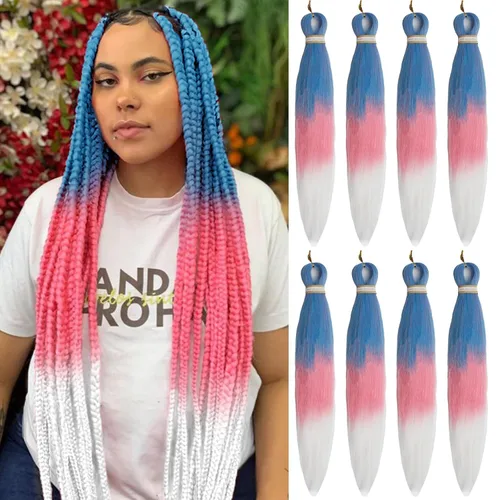 Miniatura 18 de Beyond Beauty - Trenzas preestiradas de cabello profesional sin picazón, ajuste de agua caliente, fibra sintética, textura Yaki, extensiones