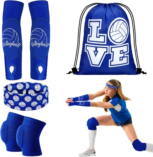 Miniatura 8 de Yinder 4 piezas de rodillera de voleibol y manga para brazo Accesorios de voleibol Incluye funda para el antebrazo, codera, guardamuñeca