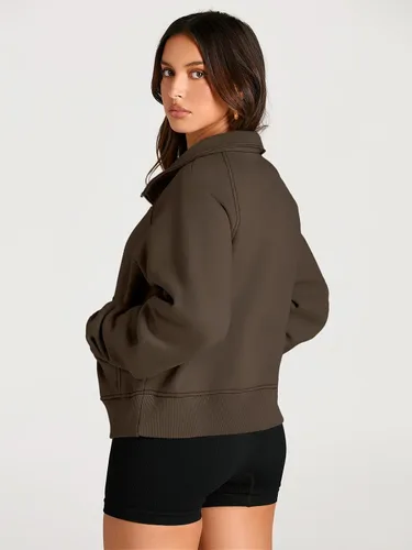 Miniatura 5 de AUTOMET Sudaderas con media cremallera para mujer, sudadera corta de vellón con cremallera de un cuarto, sudaderas con capucha para el otoño, a