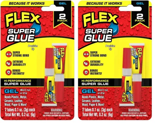 Miniatura 25 de Flex Super Glue Líquido, Botella de 20 Gramos, Pack de 2, Transparente, Enlace Instantáneo, Secado Rápido, Adhesivo de Cianoacrilatos, Punta