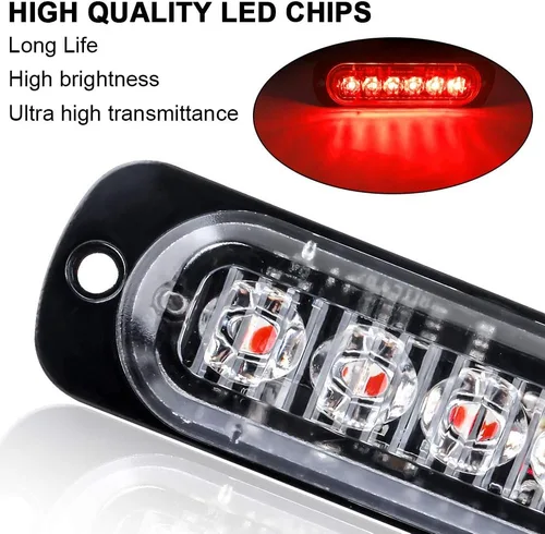 Miniatura 3 de Luces LED de Estrobo Emergencia con Control Remoto, Rojo 4EN1 24LED Rejilla de Advertencia Parpadeante para Construcción Luz de Policía Impermeable