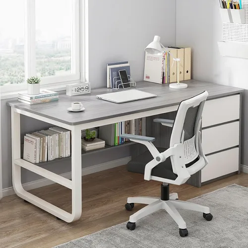 Miniatura 8 de Escritorio para computadora con estantería y 3 cajones, escritorio de estudio, escritorio de estudio para estudiantes, mesa de estudio moderna