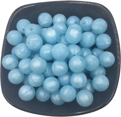 Miniatura 46 de Cuentas de perlas de silicona focales para bolígrafo, 100 cuentas redondas de silicona sueltas de 0.59 pulgadas a granel para llavero, mamá mujer