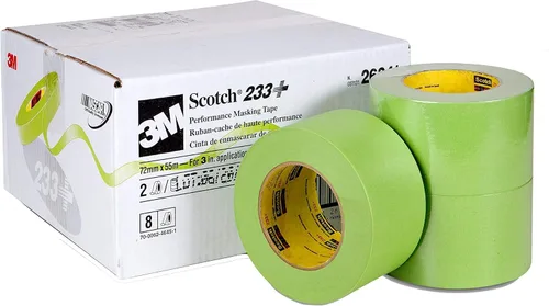 Miniatura 11 de Cinta adhesiva de enmascarado de alto rendimiento Scotch Brand 233+, 46334, flexible, resistente a la humedad, color verde, 18 mm x 55 mm, cinta