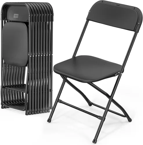Miniatura 21 de VINGLI Paquete de 8 sillas plegables de plástico blanco, asiento comercial apilable portátil para interiores y exteriores, con marco de acero