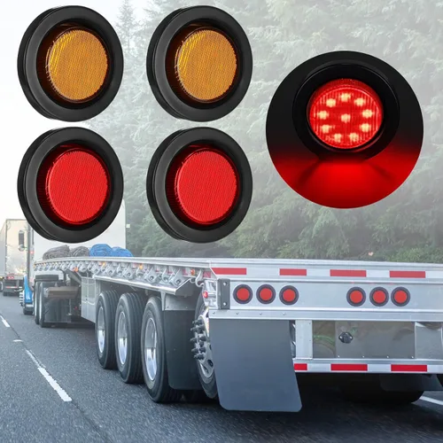 Miniatura 6 de Treela 16 luces LED marcadoras de 2 pulgadas, 10 luces LED redondas para remolque, impermeables, selladas con ojales de goma de montaje empotrado, 2