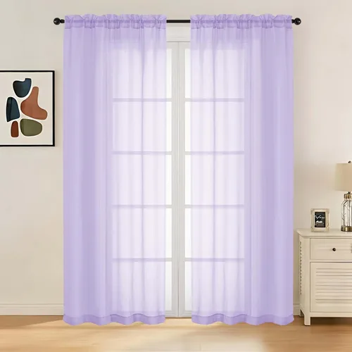 Miniatura 95 de LIVEKID Cortinas traslúcidas negras de cocina de 36 pulgadas de largo, cortinas cortas filtrantes de luz, 2 paneles de gasa aireada, texturizadas