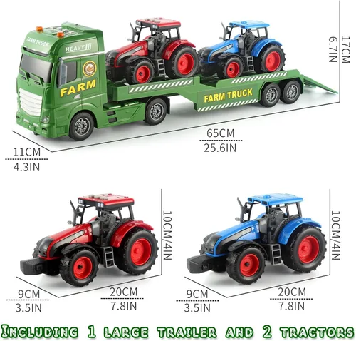 Miniatura 6 de Vehículos de fricción de camión agricultor de 25 pulgadas, 3 en 1, incluye 2 juguetes agrícolas Push & Go para niños pequeños a partir de 3 años