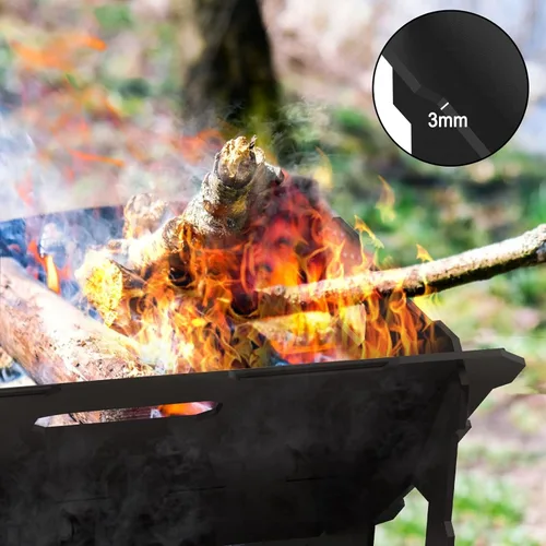 Miniatura 5 de Pozo de fuego de 20 pulgadas, Pozo de fuego portátil para exteriores con bandeja para BBQ, Pozos de fuego de acero desmontables para camping