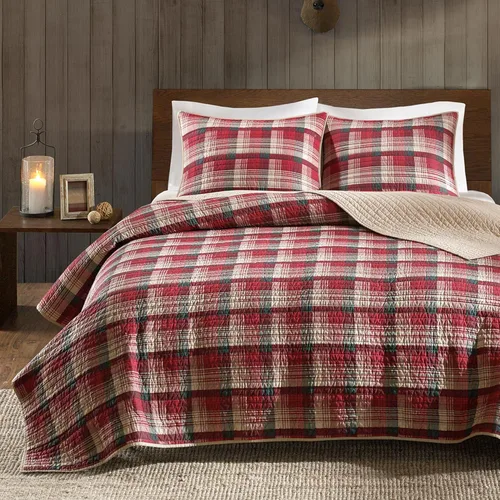 Miniatura 20 de Woolrich - Juego de edredón reversible de algodón, estilo cabaña invertido a color sólido, colcha ligera de retazos para todas las estaciones
